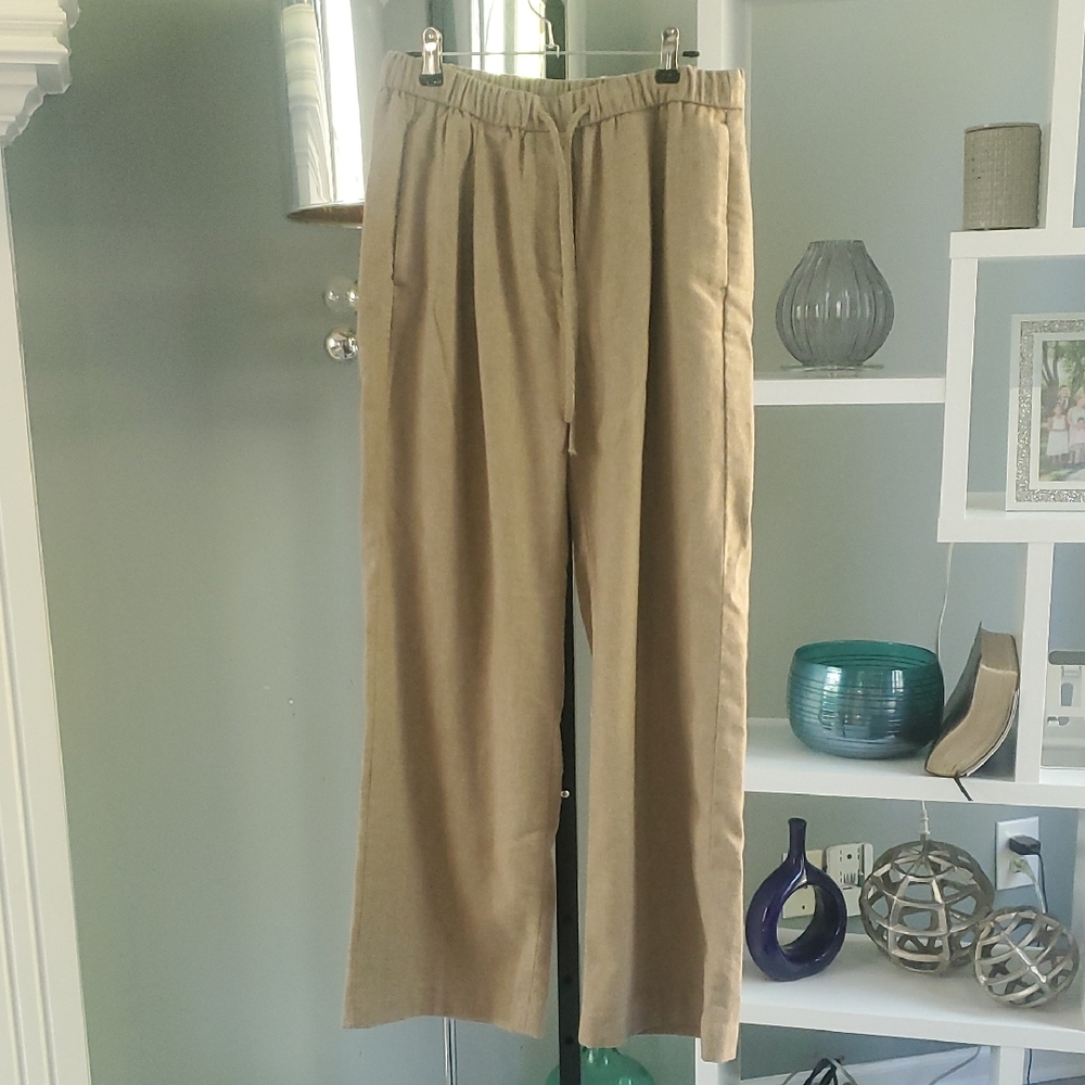 BR Tan Wide-Leg Trousers